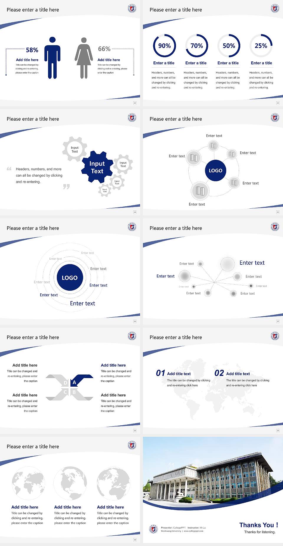 Wonkwang University Course/Courseware Creation PPT Template4:3 ratio PPT effect preview image4
