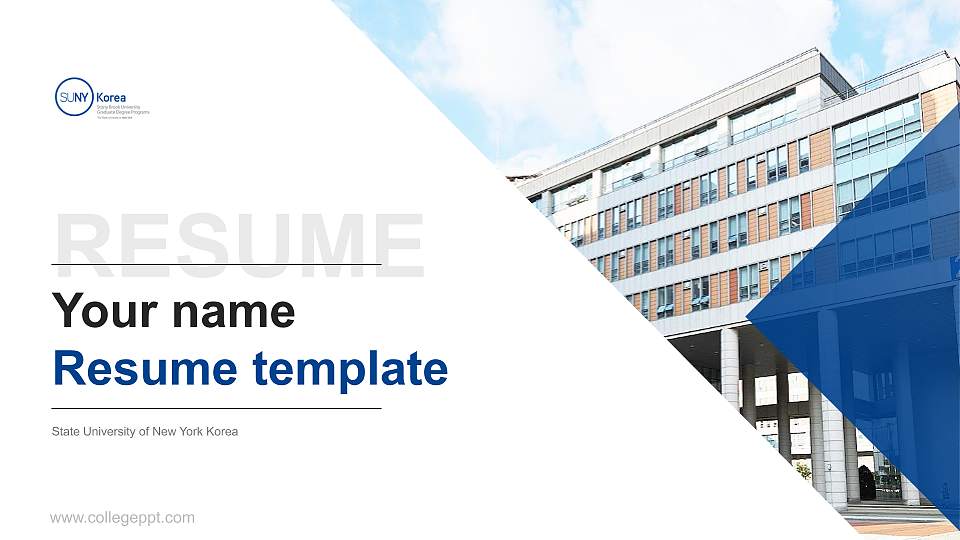 State University of New York Korea Resume PPT Template16:9 ratio PPT effect preview image
