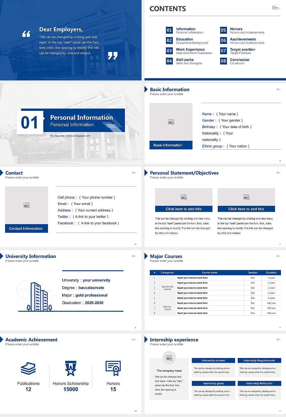 State University of New York Korea Resume PPT Template16:9 ratio PPT effect preview image2