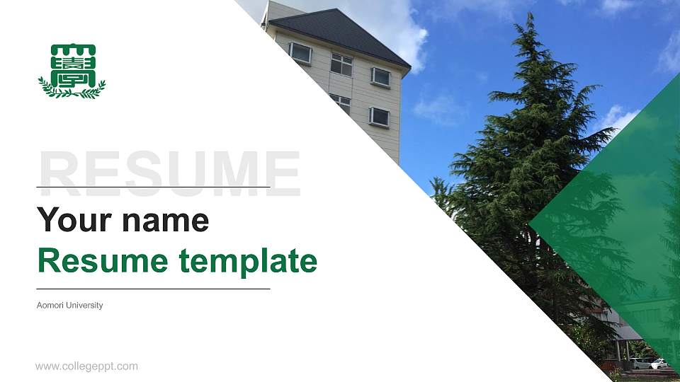 Aomori University Resume PPT Template16:9 ratio PPT effect preview image