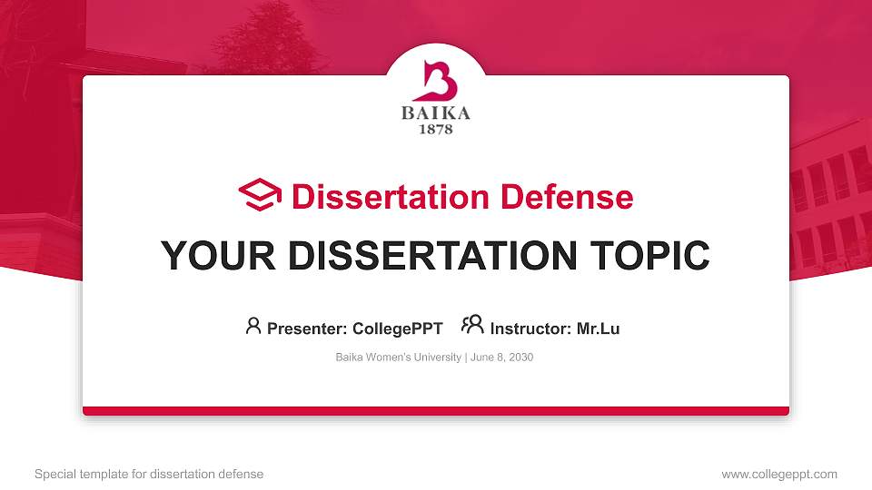 Baika Women’s University Graduation Thesis Defense PPT Template16:9 ratio PPT effect preview image