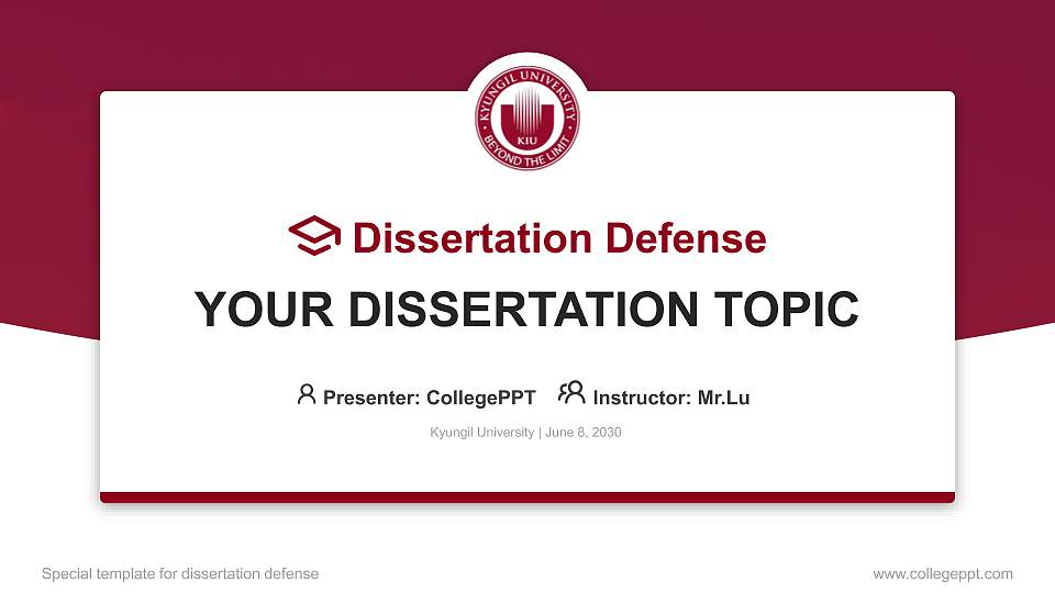 Kyungil University Graduation Thesis Defense PPT Template16:9 ratio PPT effect preview image1