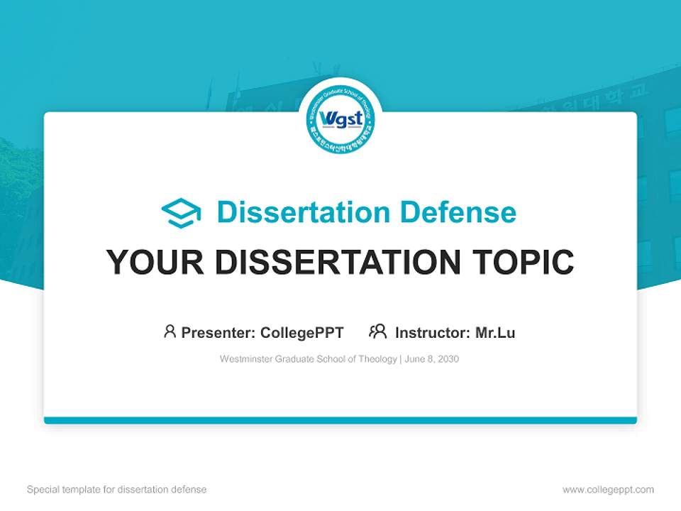 Westminster Graduate School of Theology Graduation Thesis Defense PPT Template4:3 ratio PPT effect preview image7