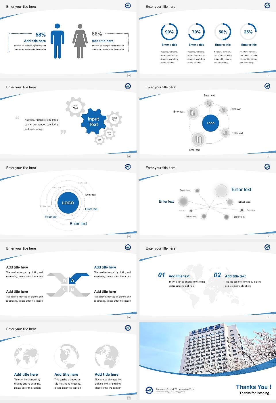 Woosuk University Course/Courseware Creation PPT Template16:9 ratio PPT effect preview image4