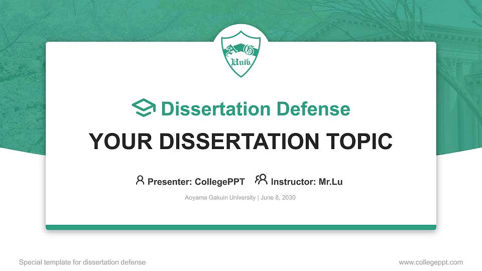 Aoyama Gakuin University Graduation Thesis Defense PPT Template16:9 ratio PPT effect preview image