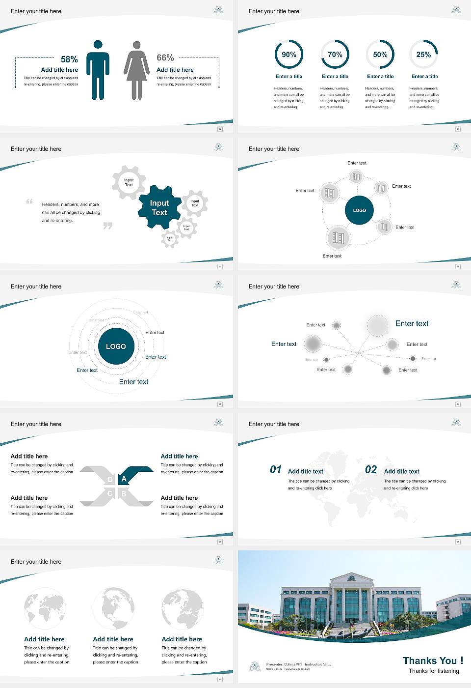 Ulsan College Course/Courseware Creation PPT Template16:9 ratio PPT effect preview image4
