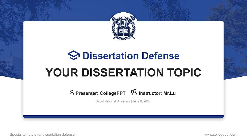 Seoul National University Graduation Thesis Defense PPT Template16:9 ratio PPT effect preview image