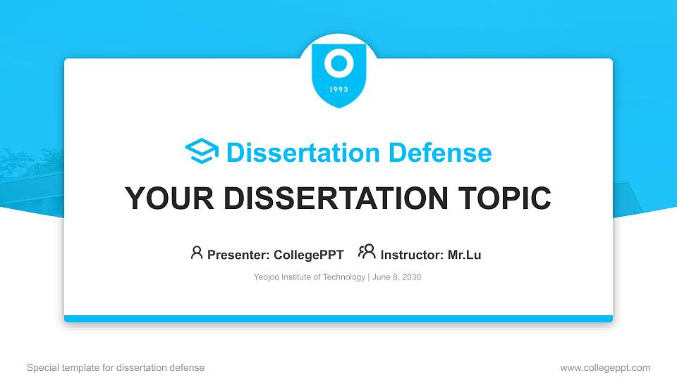 Yeojoo Institute of Technology Graduation Thesis Defense PPT Template16:9 ratio PPT effect preview image
