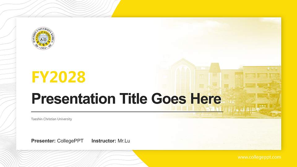 Taeshin Christian University Academic Presentation/Research Findings Report PPT Template16:9 ratio PPT effect preview image