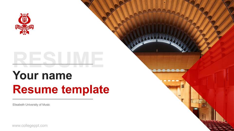 Elisabeth University of Music Resume PPT Template16:9 ratio PPT effect preview image