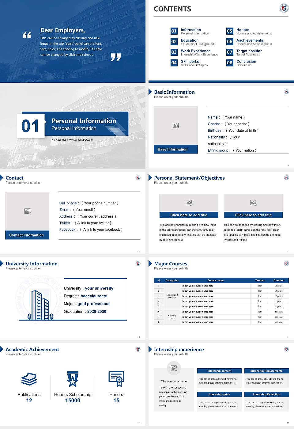 Wonkwang Health Science College Resume PPT Template16:9 ratio PPT effect preview image2