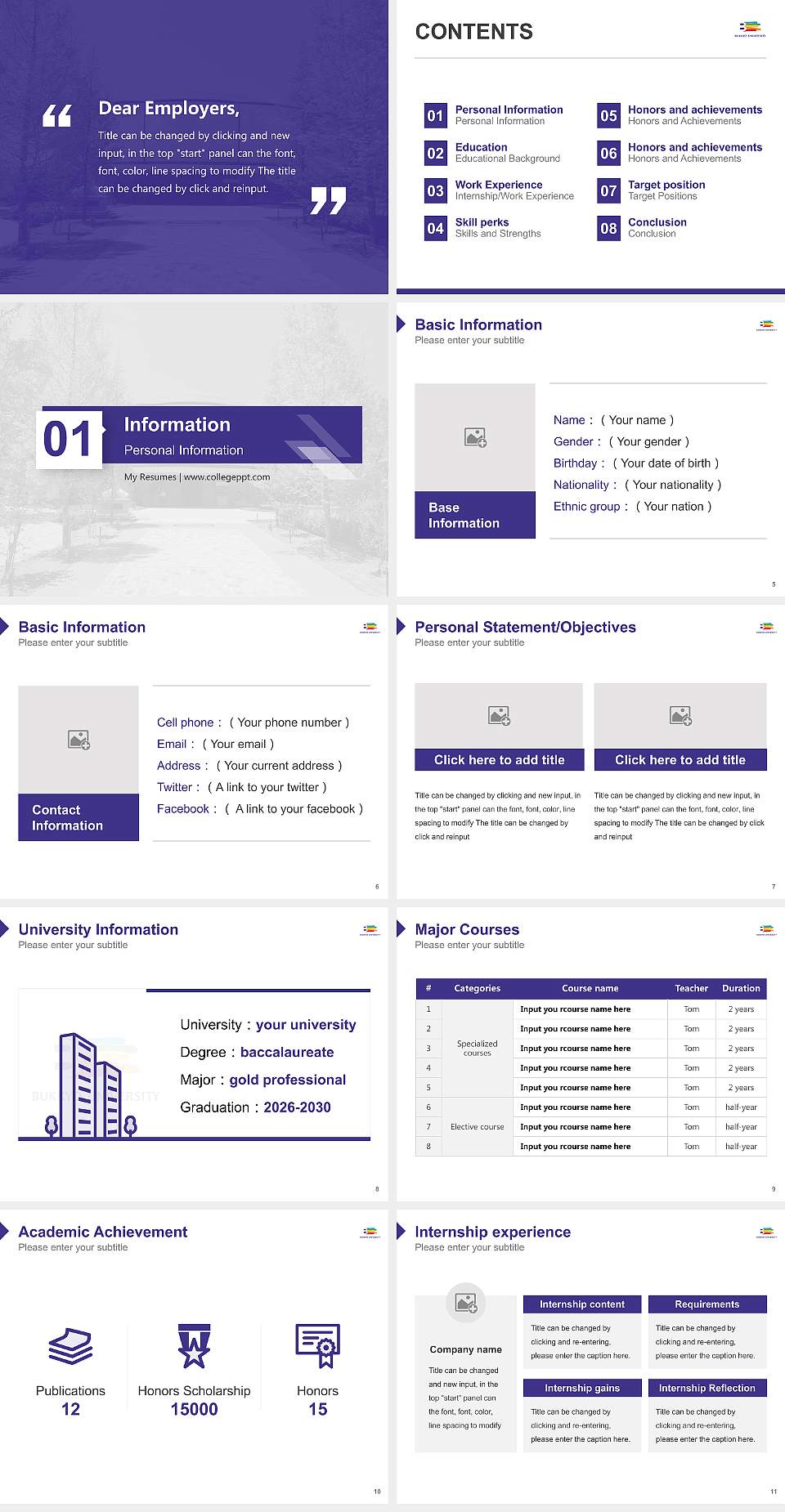 Bukkyo University Resume PPT Template4:3 ratio PPT effect preview image2