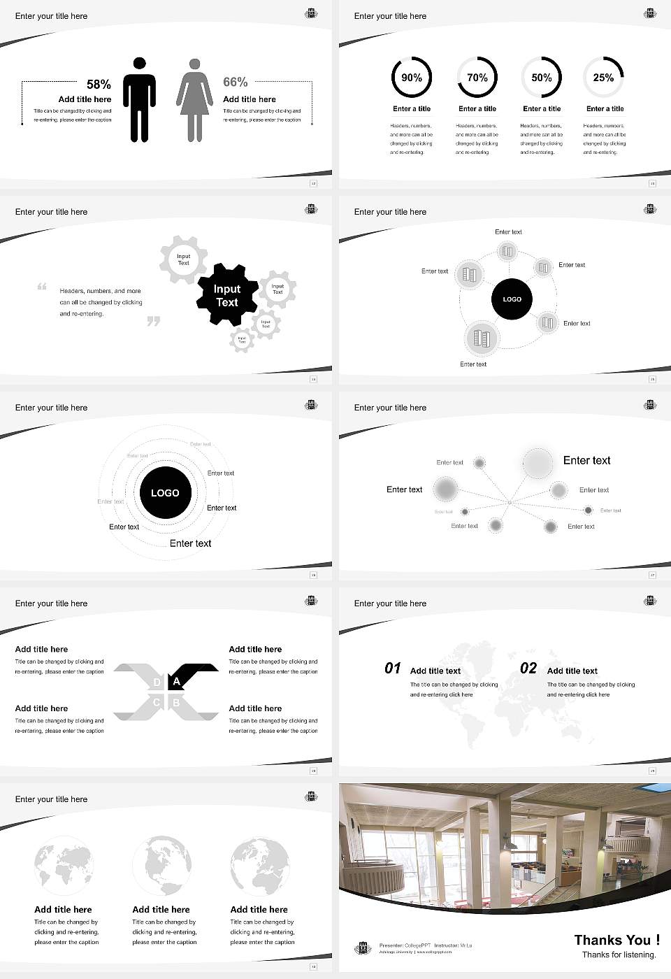 Ashikaga University Course/Courseware Creation PPT Template16:9 ratio PPT effect preview image4