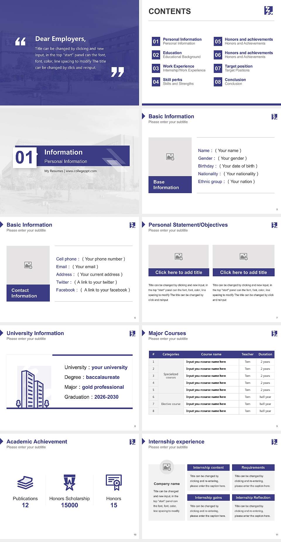 Fukuyama City University Resume PPT Template4:3 ratio PPT effect preview image2