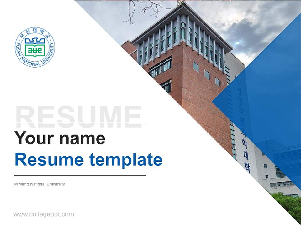 Miryang National University Resume PPT Template4:3 ratio PPT effect preview image5