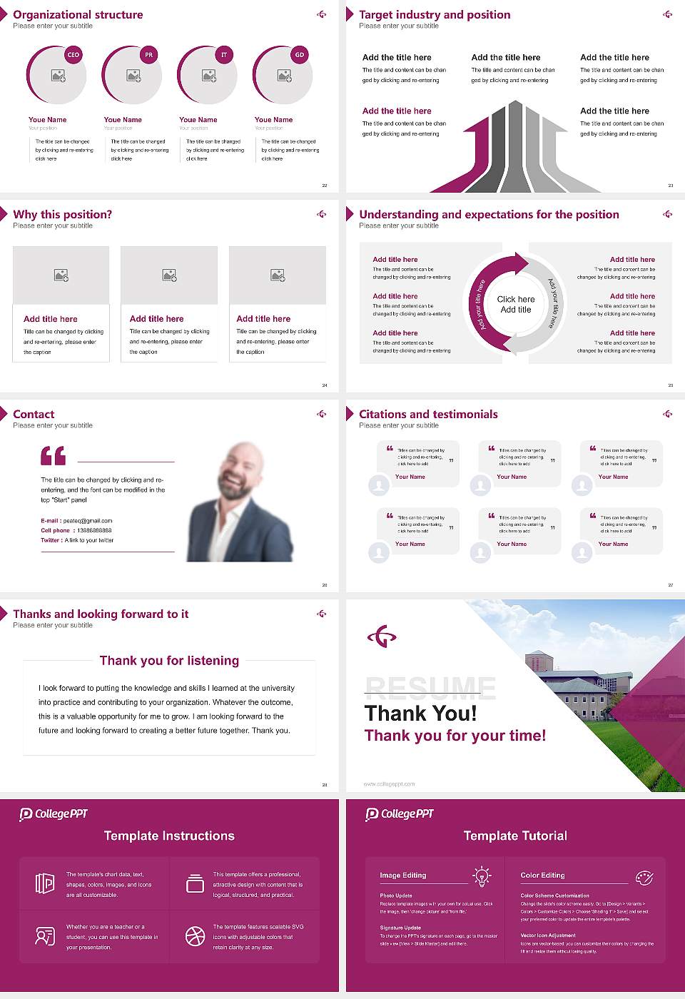 Chugoku Gakuen University Resume PPT Template16:9 ratio PPT effect preview image4