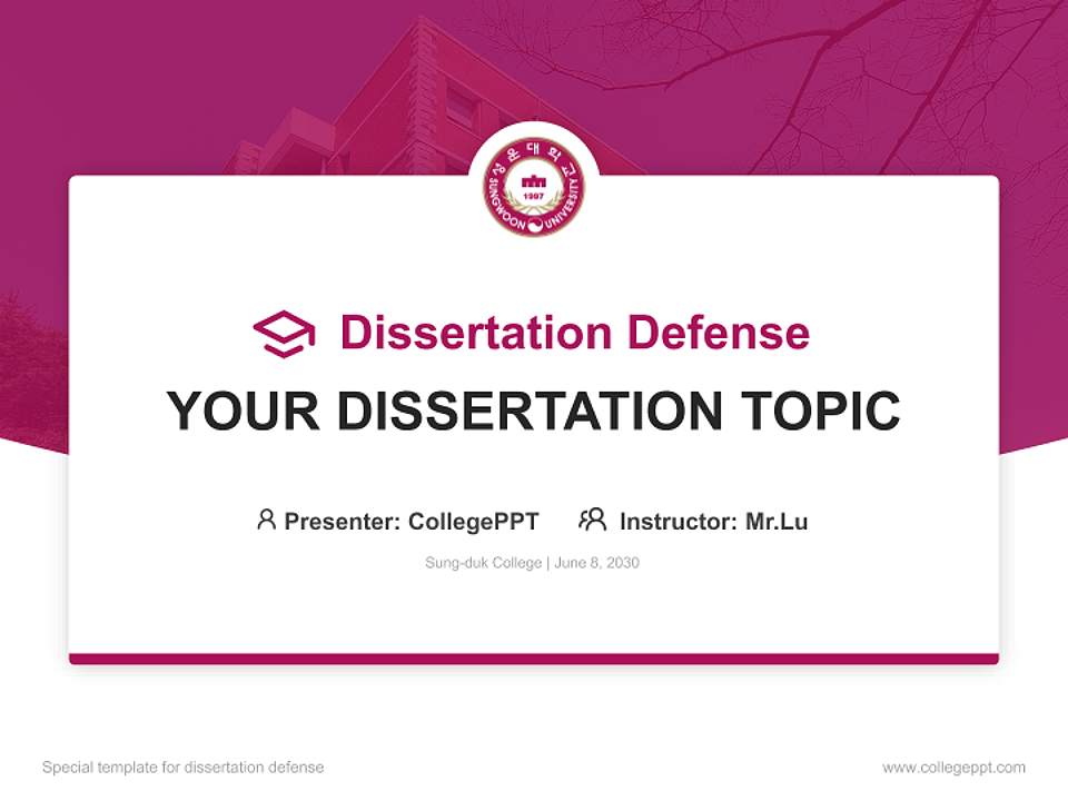 Sung-duk College Graduation Thesis Defense PPT Template4:3 ratio PPT effect preview image7