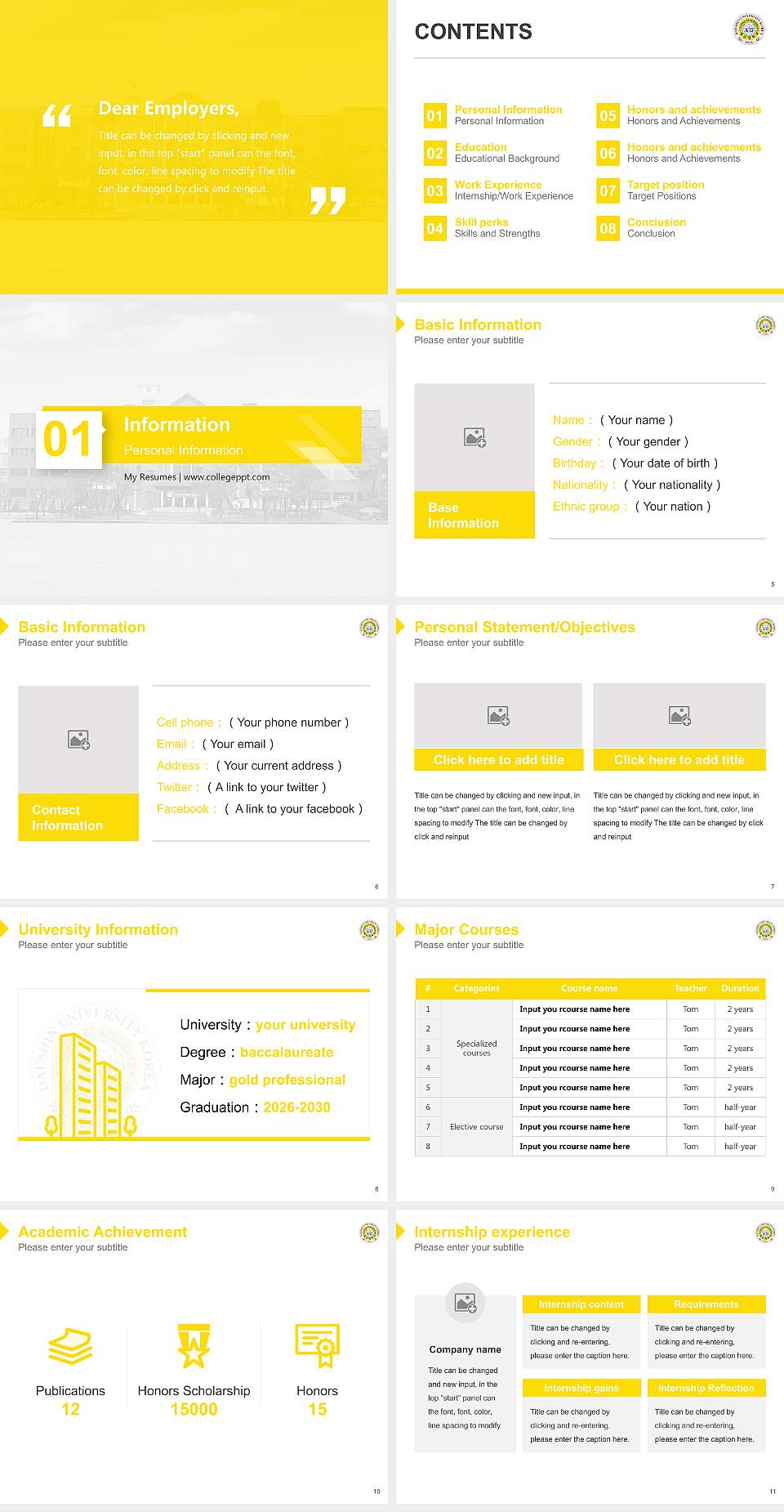 Taeshin Christian University Resume PPT Template4:3 ratio PPT effect preview image2