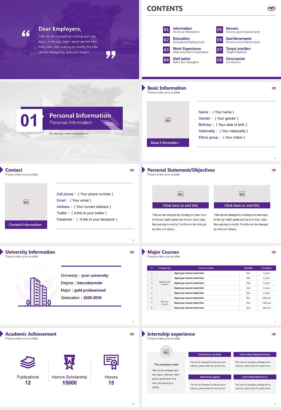 Ehime Prefectural University of Health Sciences Resume PPT Template16:9 ratio PPT effect preview image2