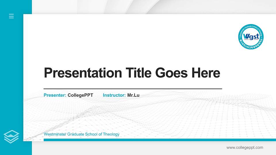 Westminster Graduate School of Theology Thesis Proposal/Graduation Defense PPT Template16:9 ratio PPT effect preview image