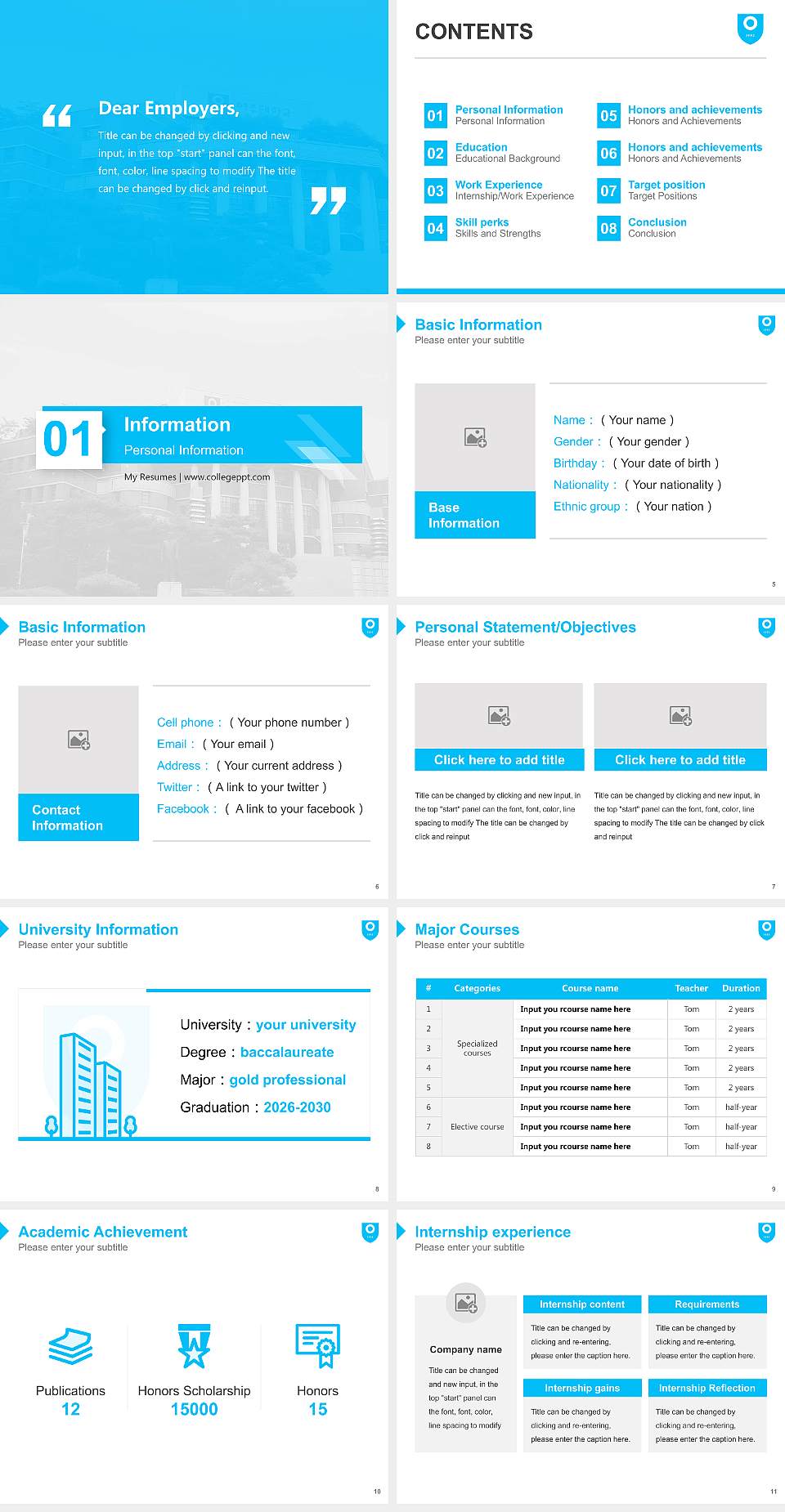 Yeojoo Institute of Technology Resume PPT Template4:3 ratio PPT effect preview image2
