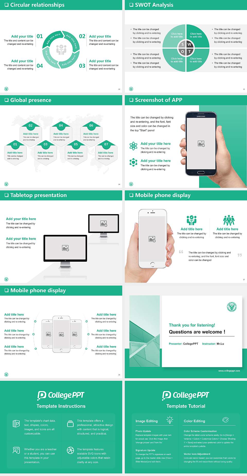 Yuhan College General Purpose PPT Template4:3 ratio PPT effect preview image5