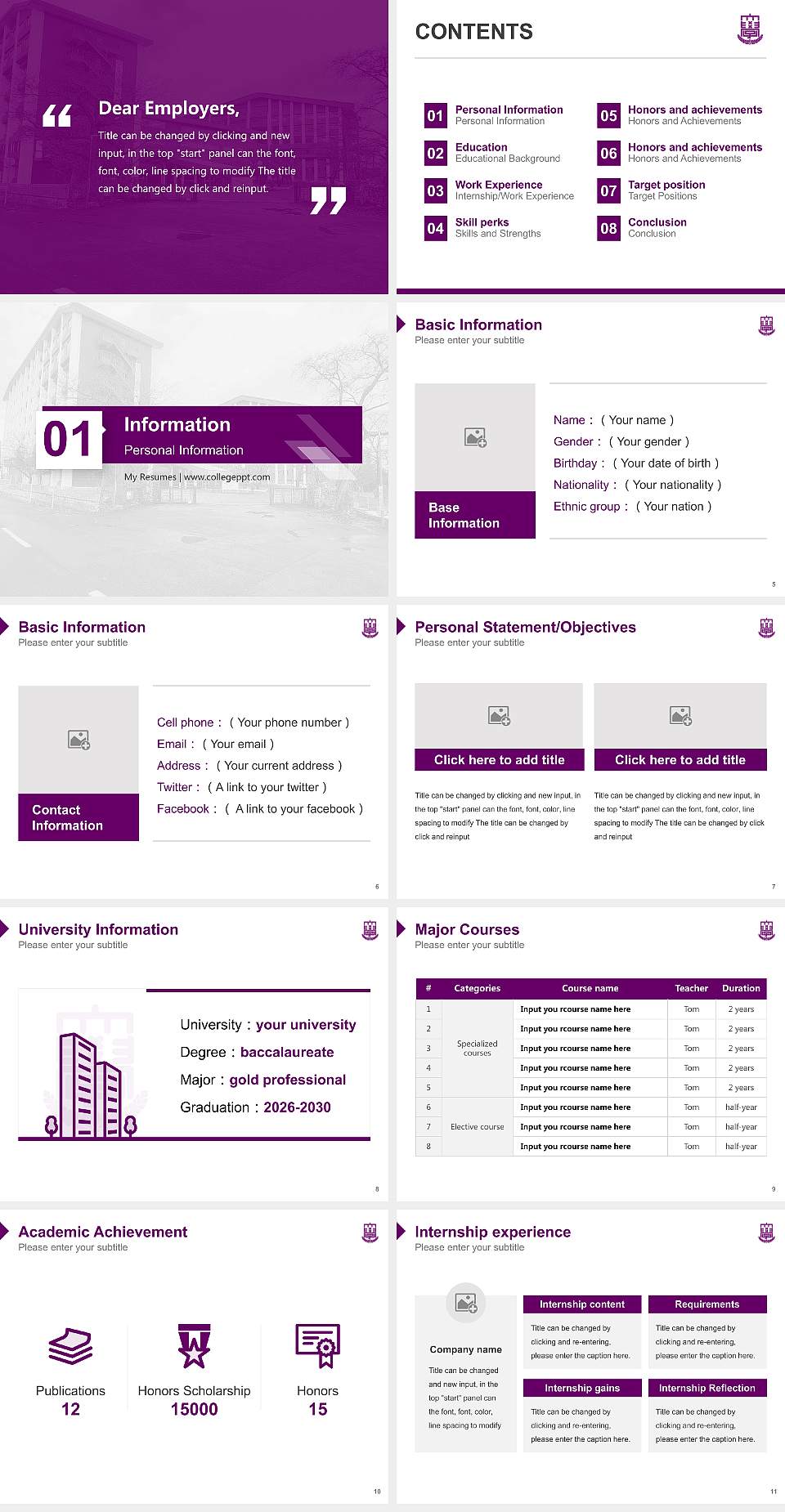 Fuji University Resume PPT Template4:3 ratio PPT effect preview image2