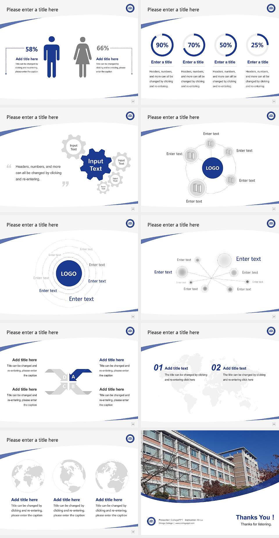 Shingu College Course/Courseware Creation PPT Template4:3 ratio PPT effect preview image4