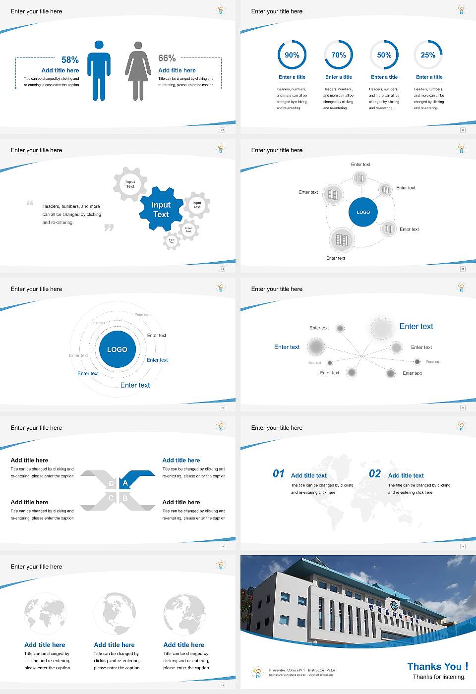 Seongnam Polytechnic College Course/Courseware Creation PPT Template16:9 ratio PPT effect preview image4