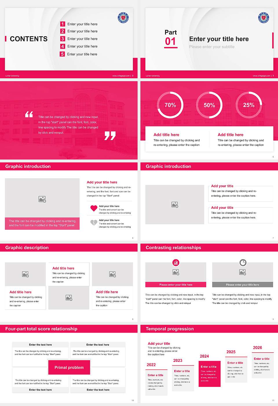 Luther University Thesis Proposal/Graduation Defense PPT Template16:9 ratio PPT effect preview image2