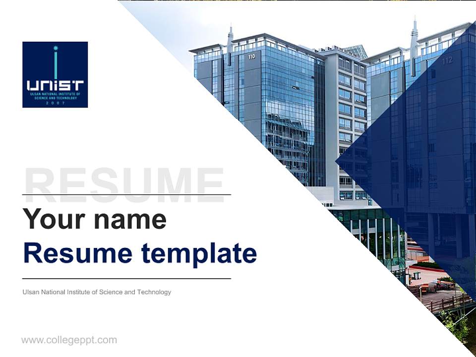 Ulsan National Institute of Science and Technology Resume PPT Template4:3 ratio PPT effect preview image5