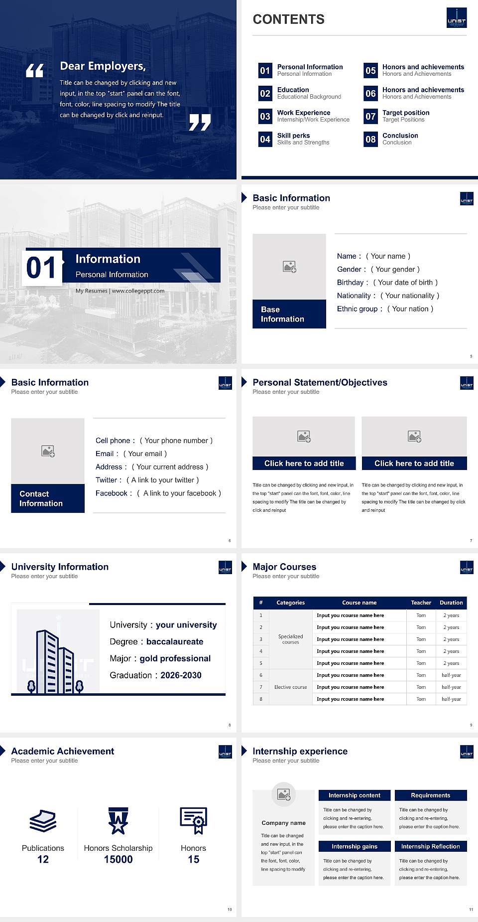 Ulsan National Institute of Science and Technology Resume PPT Template4:3 ratio PPT effect preview image2