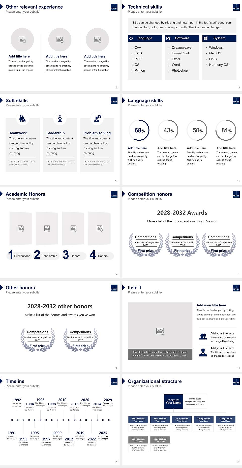 Ulsan National Institute of Science and Technology Resume PPT Template4:3 ratio PPT effect preview image3