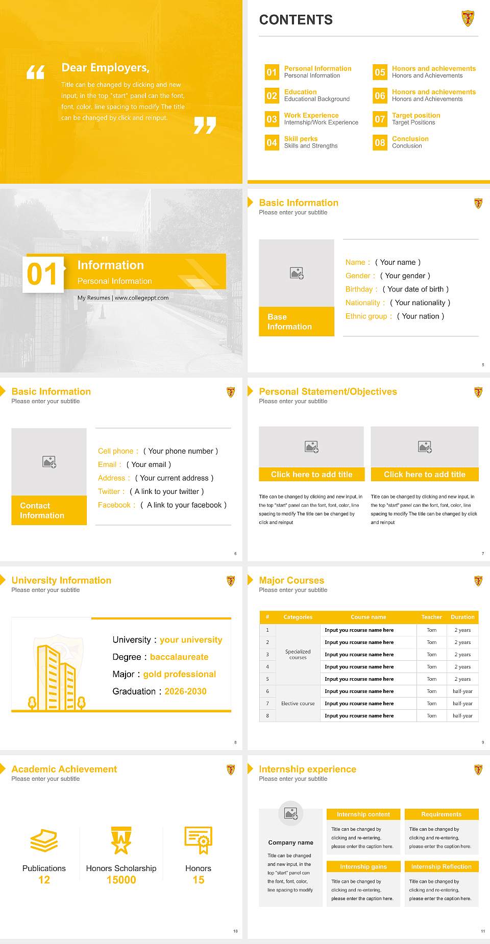 Ferris University Resume PPT Template4:3 ratio PPT effect preview image2