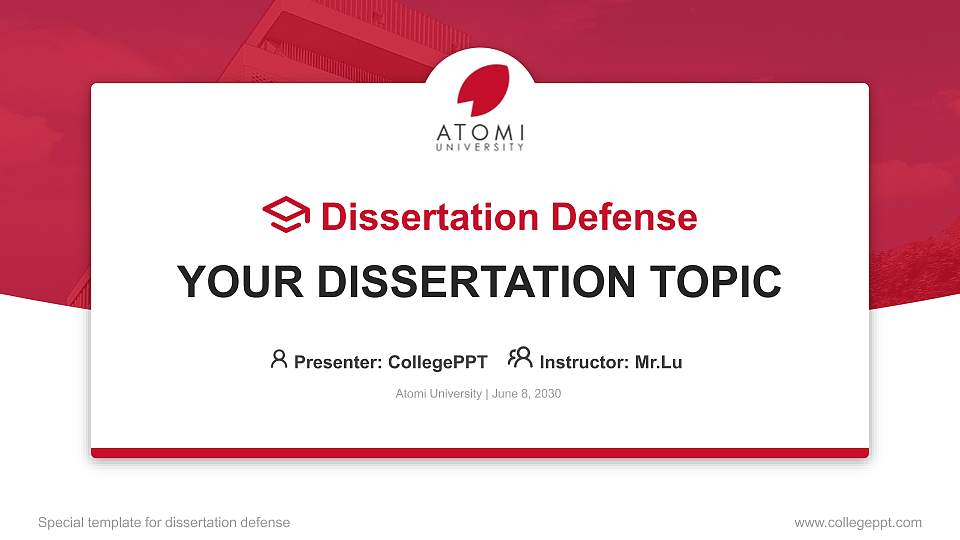 Atomi University Graduation Thesis Defense PPT Template16:9 ratio PPT effect preview image