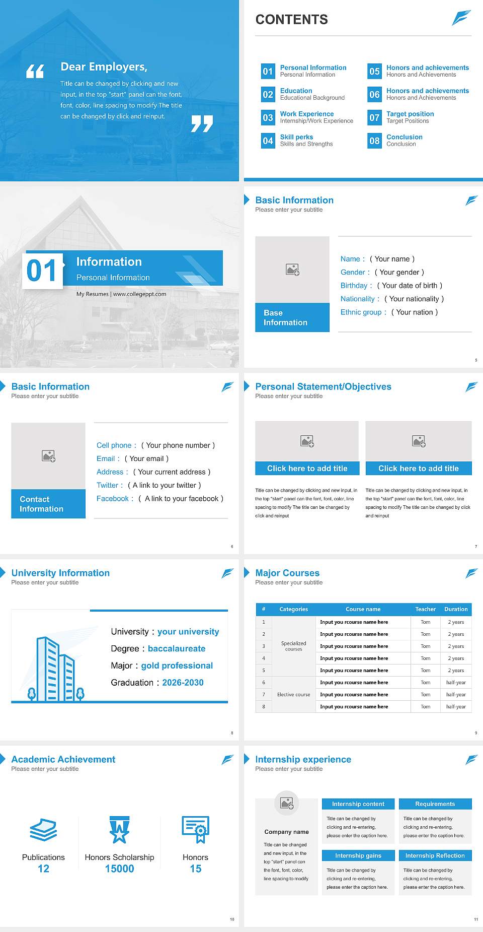 Fukushima College Resume PPT Template4:3 ratio PPT effect preview image2