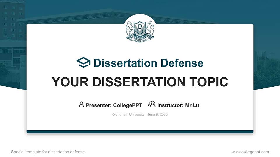 Kyungnam University Graduation Thesis Defense PPT Template16:9 ratio PPT effect preview image