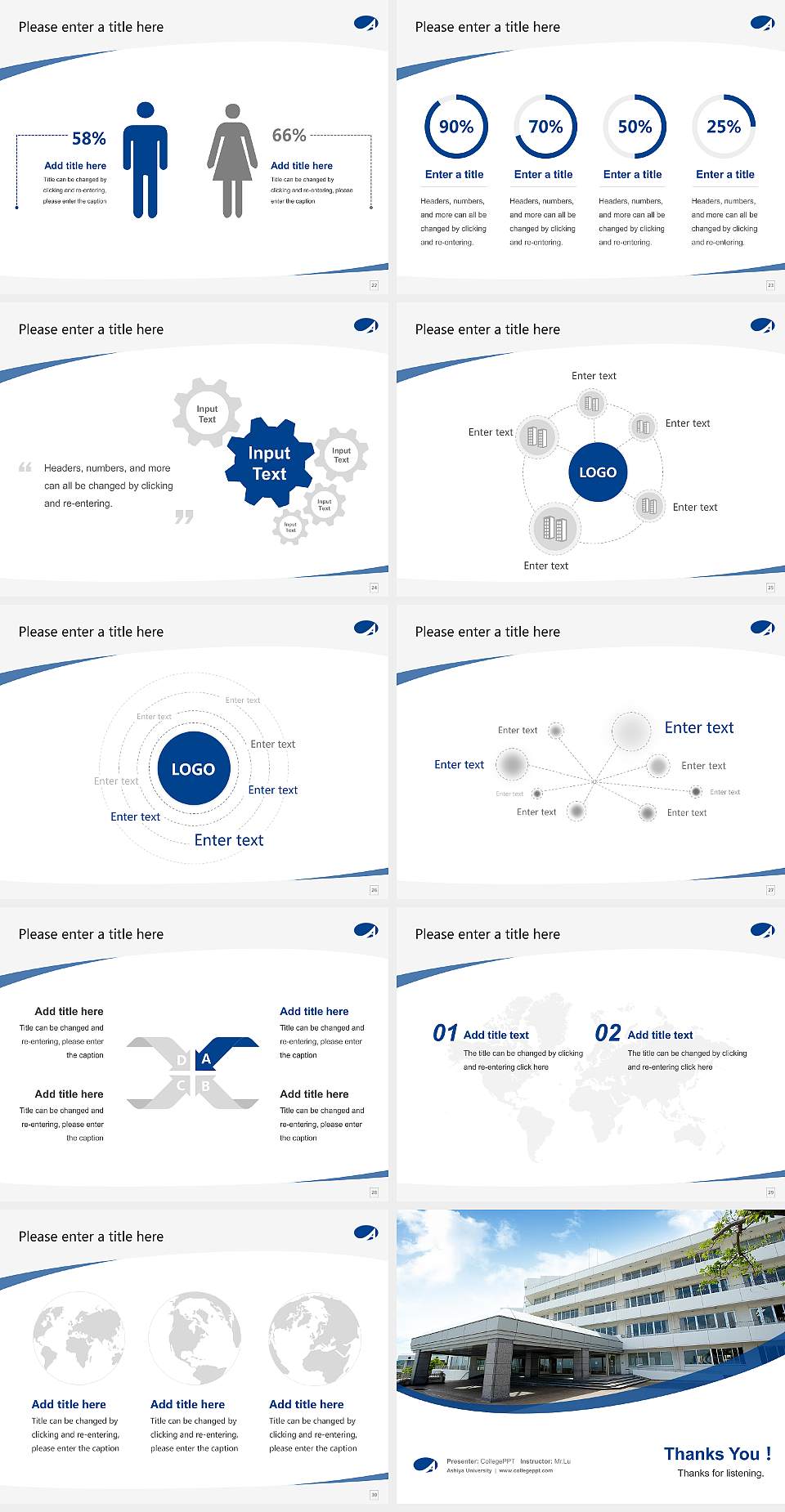 Ashiya University Course/Courseware Creation PPT Template4:3 ratio PPT effect preview image4