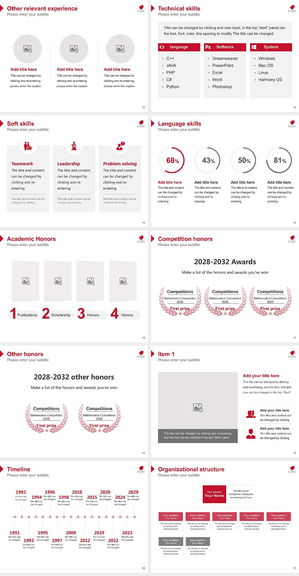 Atomi University Resume PPT Template4:3 ratio PPT effect preview image3