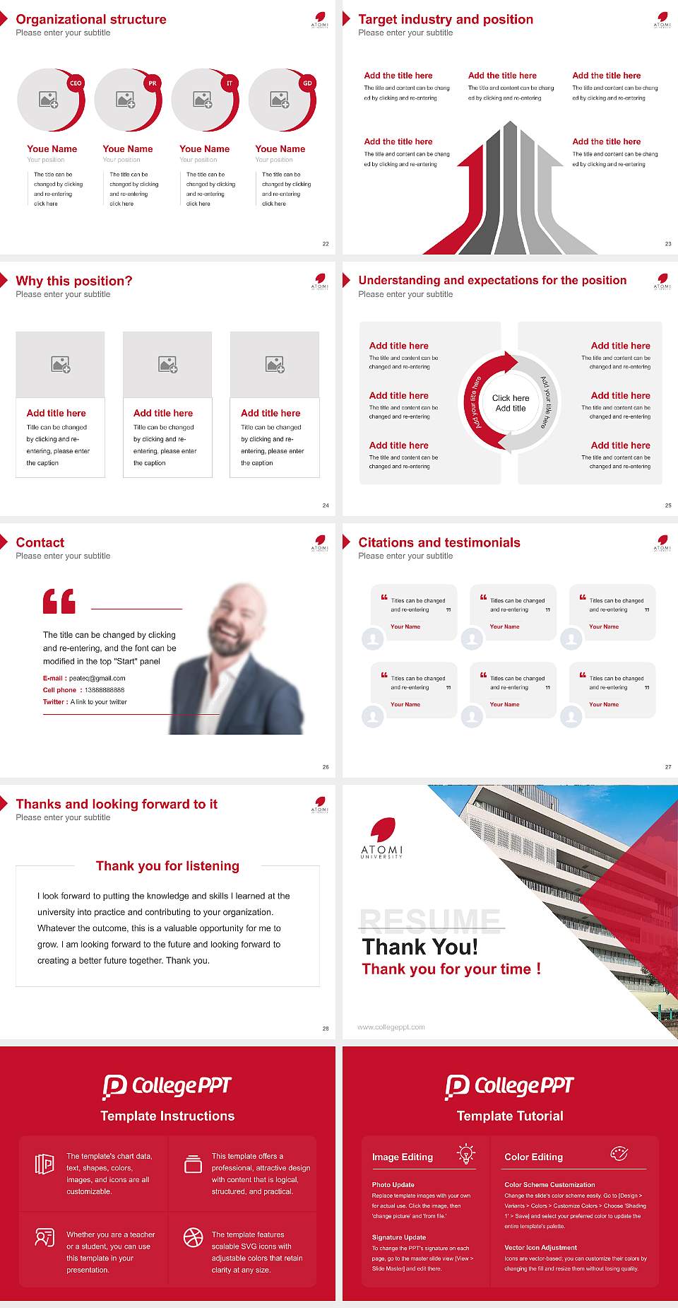 Atomi University Resume PPT Template4:3 ratio PPT effect preview image4