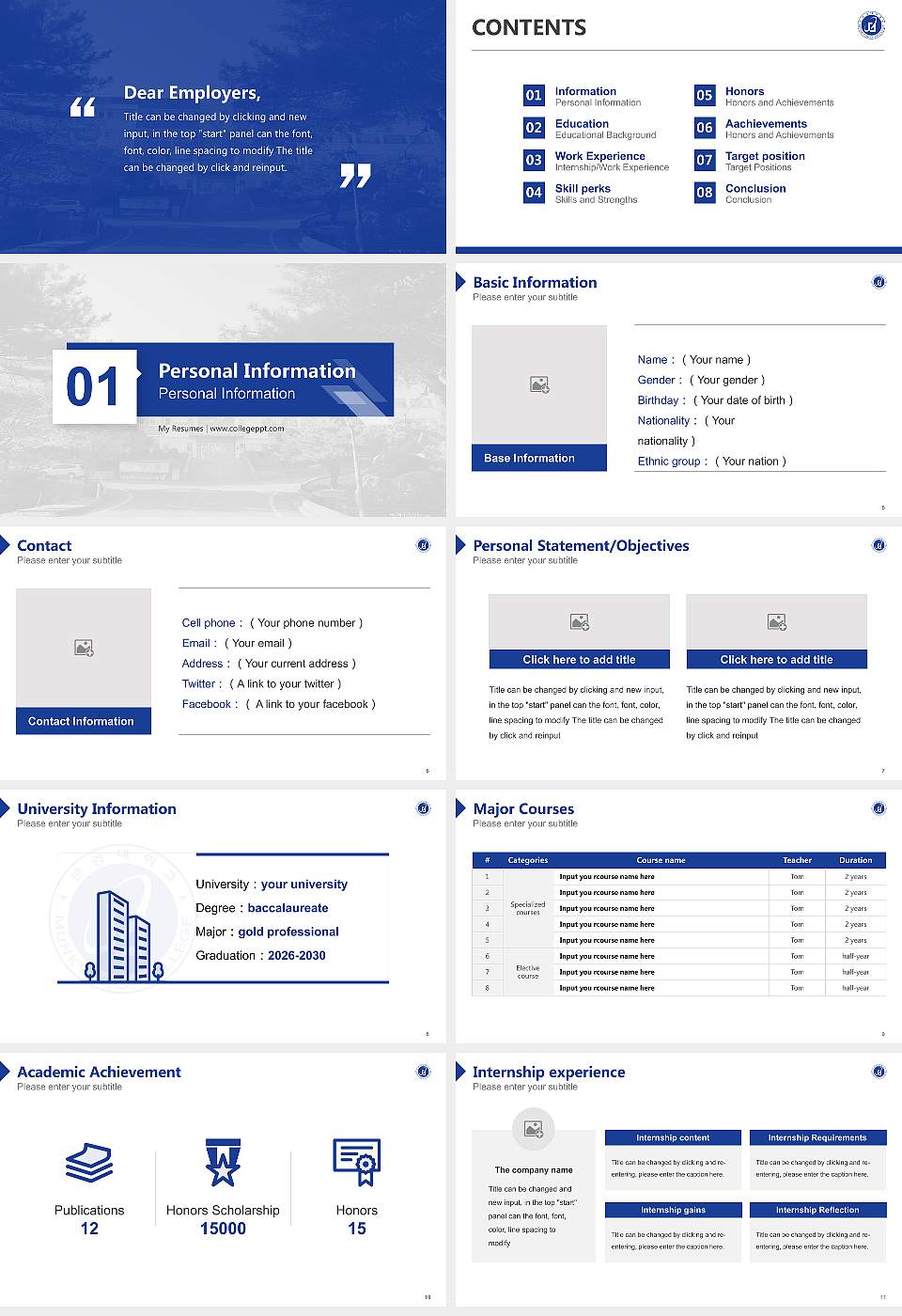 Mun Kyung College Resume PPT Template16:9 ratio PPT effect preview image2