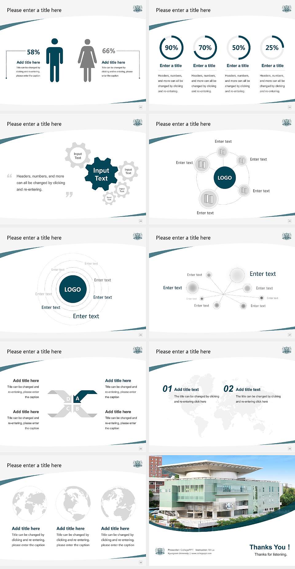 Kyungnam University Course/Courseware Creation PPT Template4:3 ratio PPT effect preview image4
