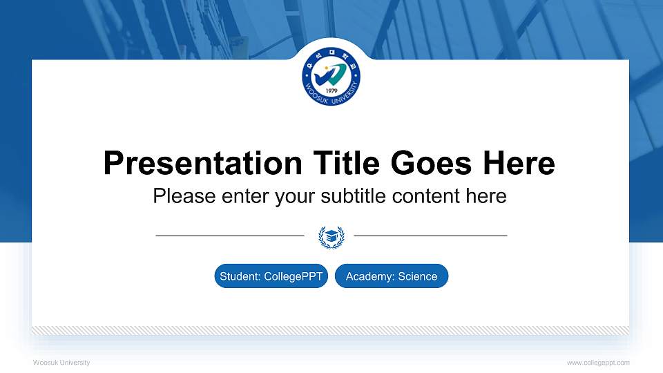 Woosuk University National Scholarship Defense PPT Template16:9 ratio PPT effect preview image