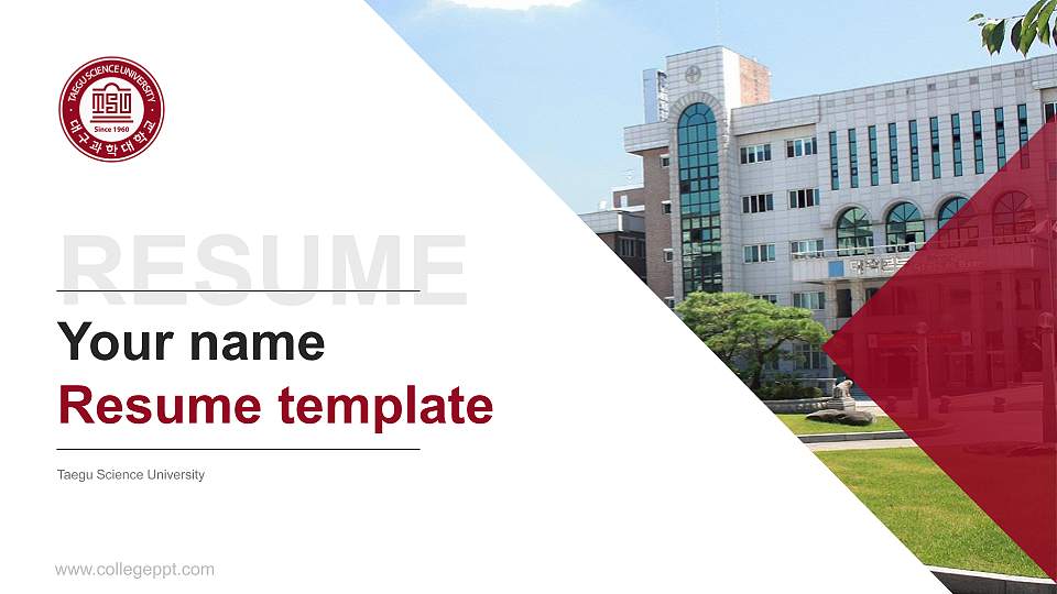 Taegu Science University Resume PPT Template16:9 ratio PPT effect preview image