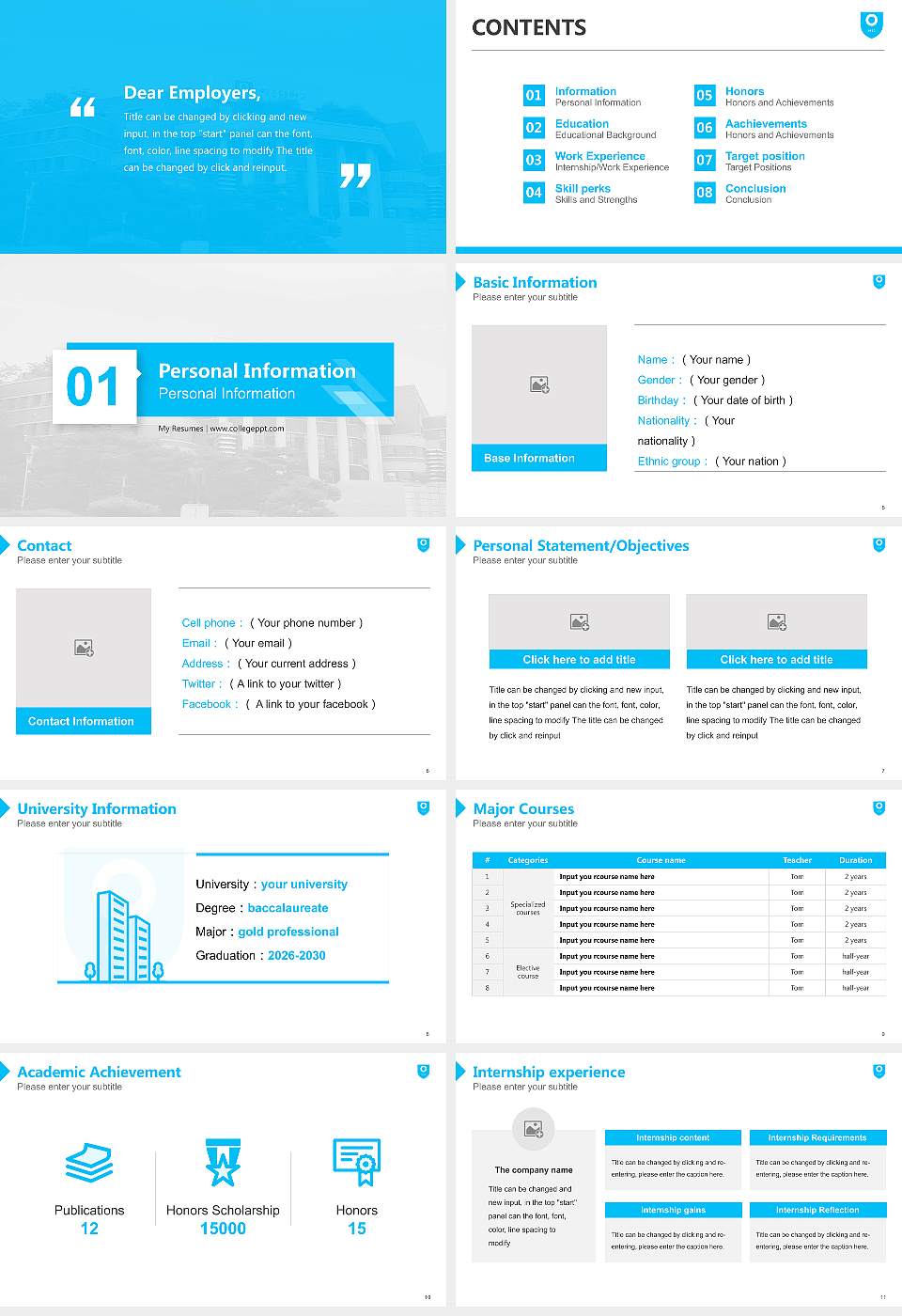 Yeojoo Institute of Technology Resume PPT Template16:9 ratio PPT effect preview image2