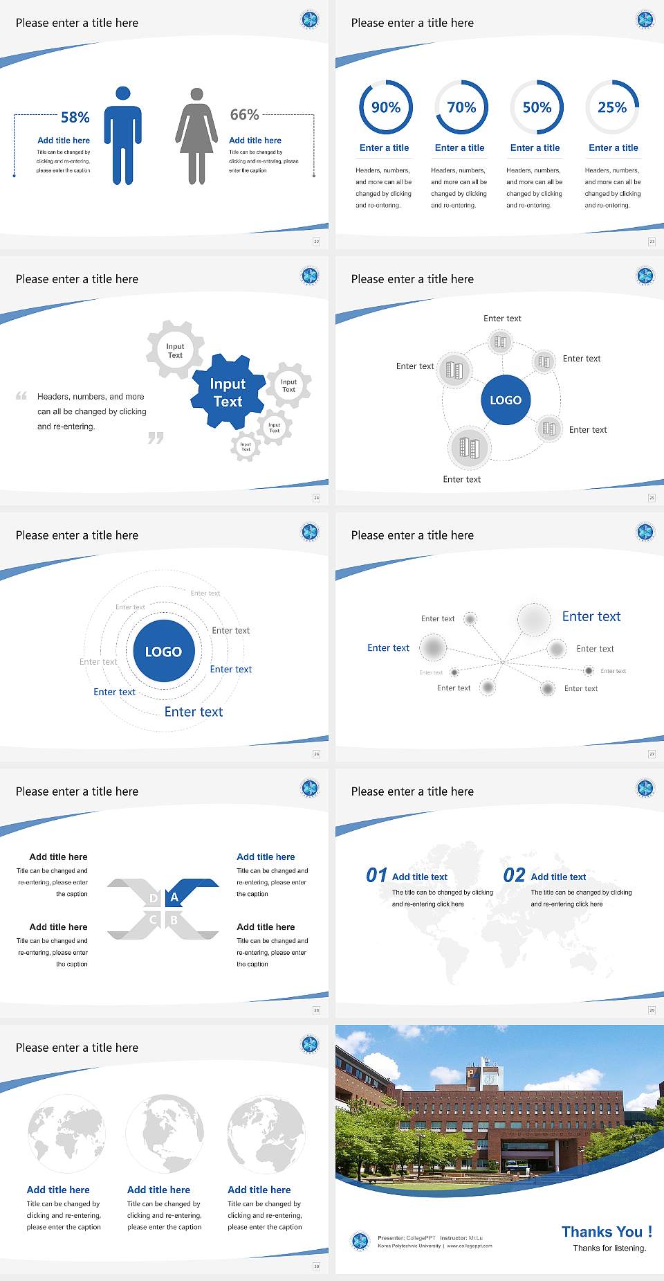 Korea Polytechnic University Course/Courseware Creation PPT Template4:3 ratio PPT effect preview image4