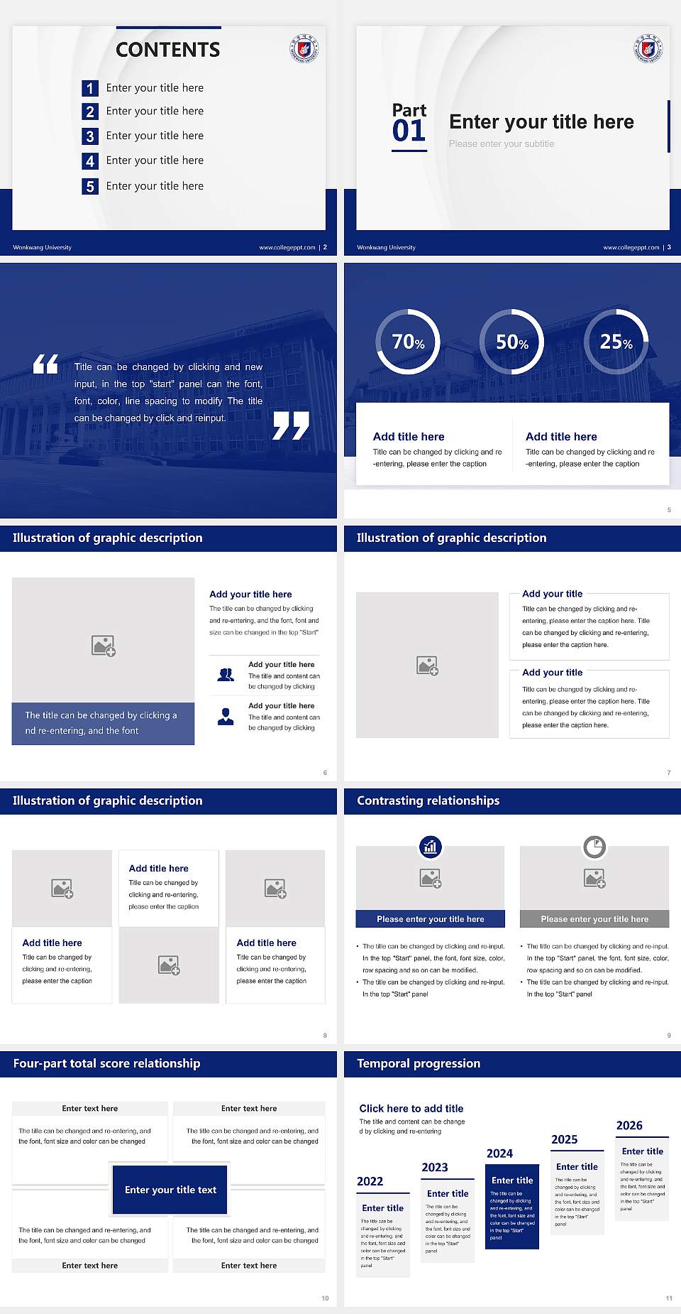 Wonkwang University Thesis Proposal/Graduation Defense PPT Template4:3 ratio PPT effect preview image2