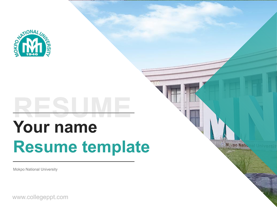Mokpo National University Resume PPT Template_Slide preview image1