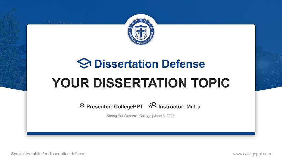 Soong Eui Women’s College Graduation Thesis Defense PPT Template16:9 ratio PPT effect preview image