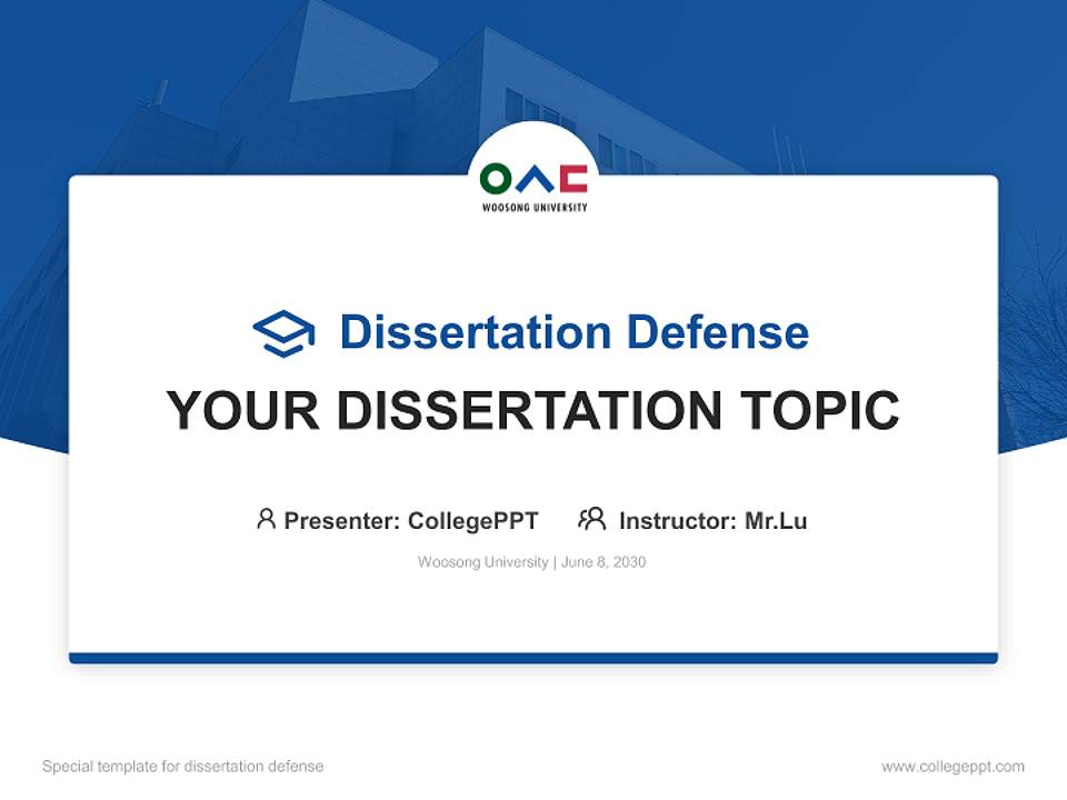 Woosong University Graduation Thesis Defense PPT Template4:3 ratio PPT effect preview image7